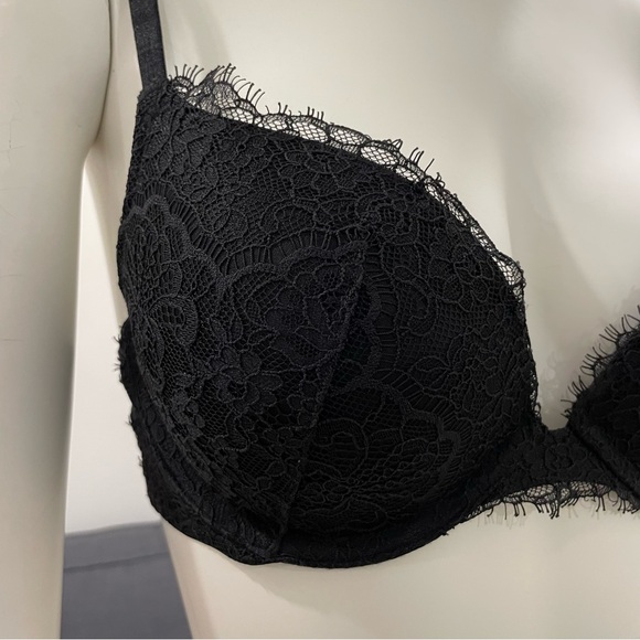 VICTORIA'S SECRET Dream Angels Underwire Push-Up Lace Bra Size 34C Sheer Sides - Picture 2 of 15